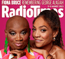 Andi and Miquita Oliver on the cover of Radio Times. Both are looking at the camera, Miquita is leaning on Andi's shoulder. The cover is pink, with a "Podcast Special" strapline